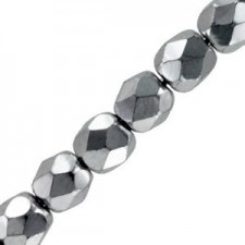 Czech Fire polished faceted glass beads 4mm Crystal full chrome